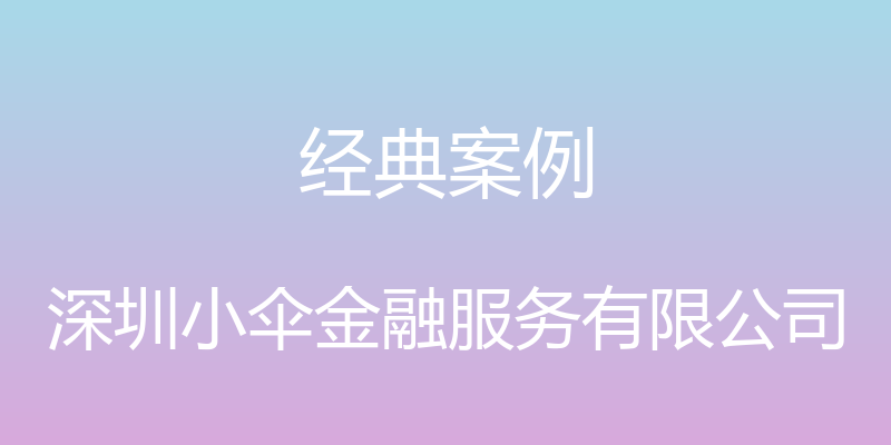 经典案例 - 深圳小伞金融服务有限公司