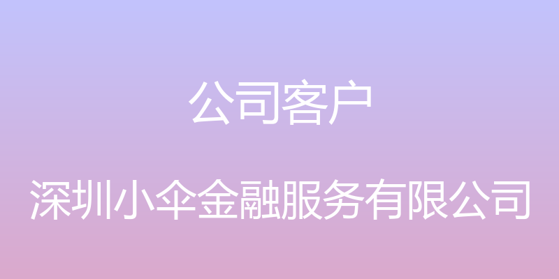 公司客户 - 深圳小伞金融服务有限公司