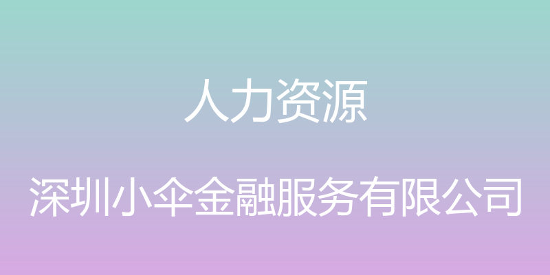 人力资源 - 深圳小伞金融服务有限公司