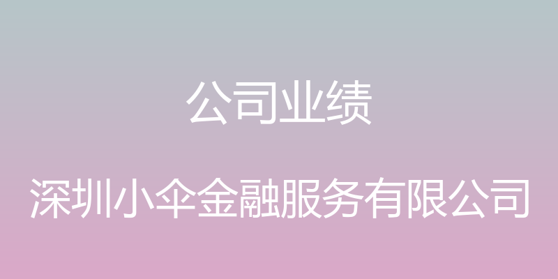 公司业绩 - 深圳小伞金融服务有限公司